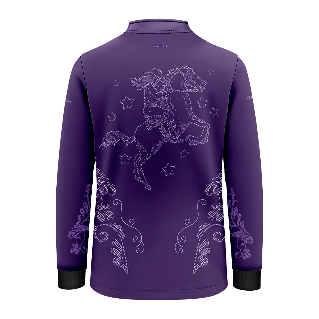Camisa Agro Infantil BRK  Amazona Floral Strass Roxo com Proteção Solar UV50+ - Brk Agro