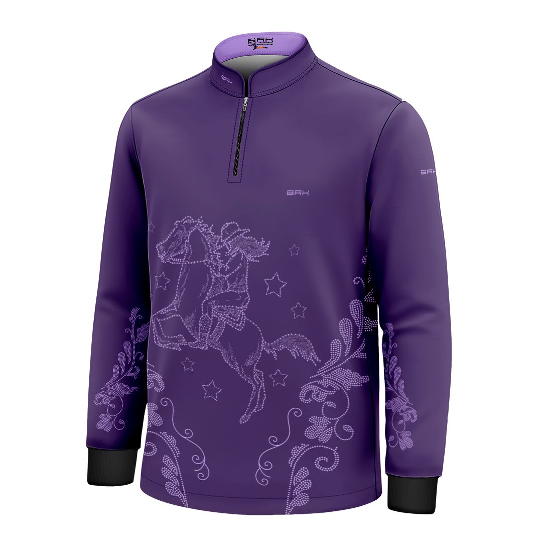 Camisa Agro Infantil BRK  Amazona Floral Strass Roxo com Proteção Solar UV50+ - Brk Agro