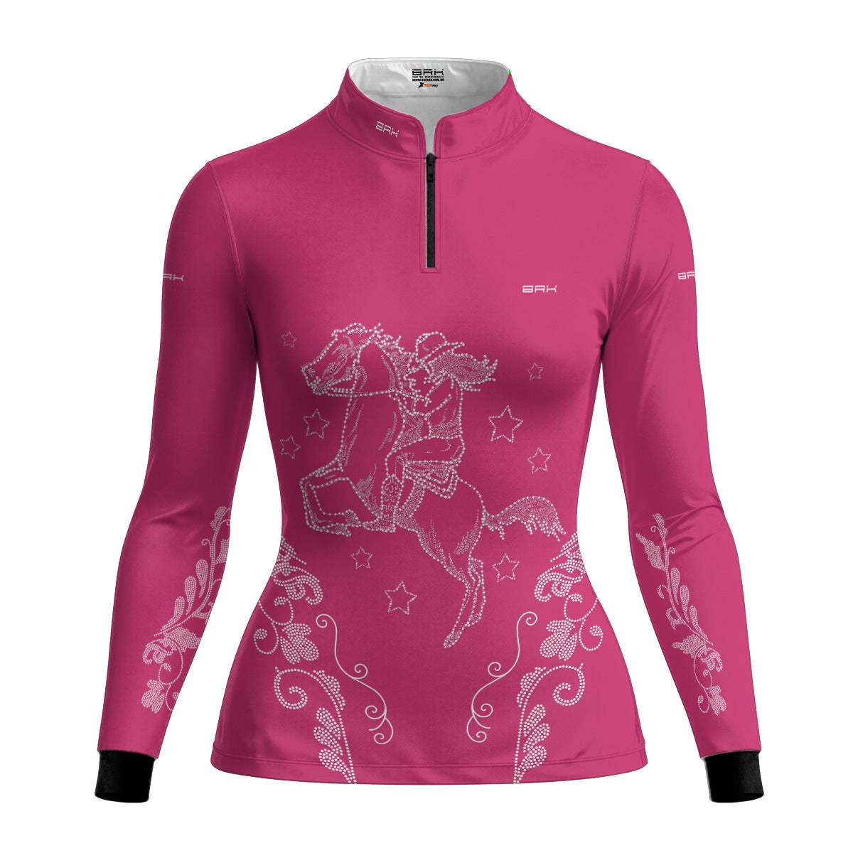 Camisa Agro Feminina BRK Amazona Floral Strass Rosa com Proteção Solar UV50+ - Brk Agro