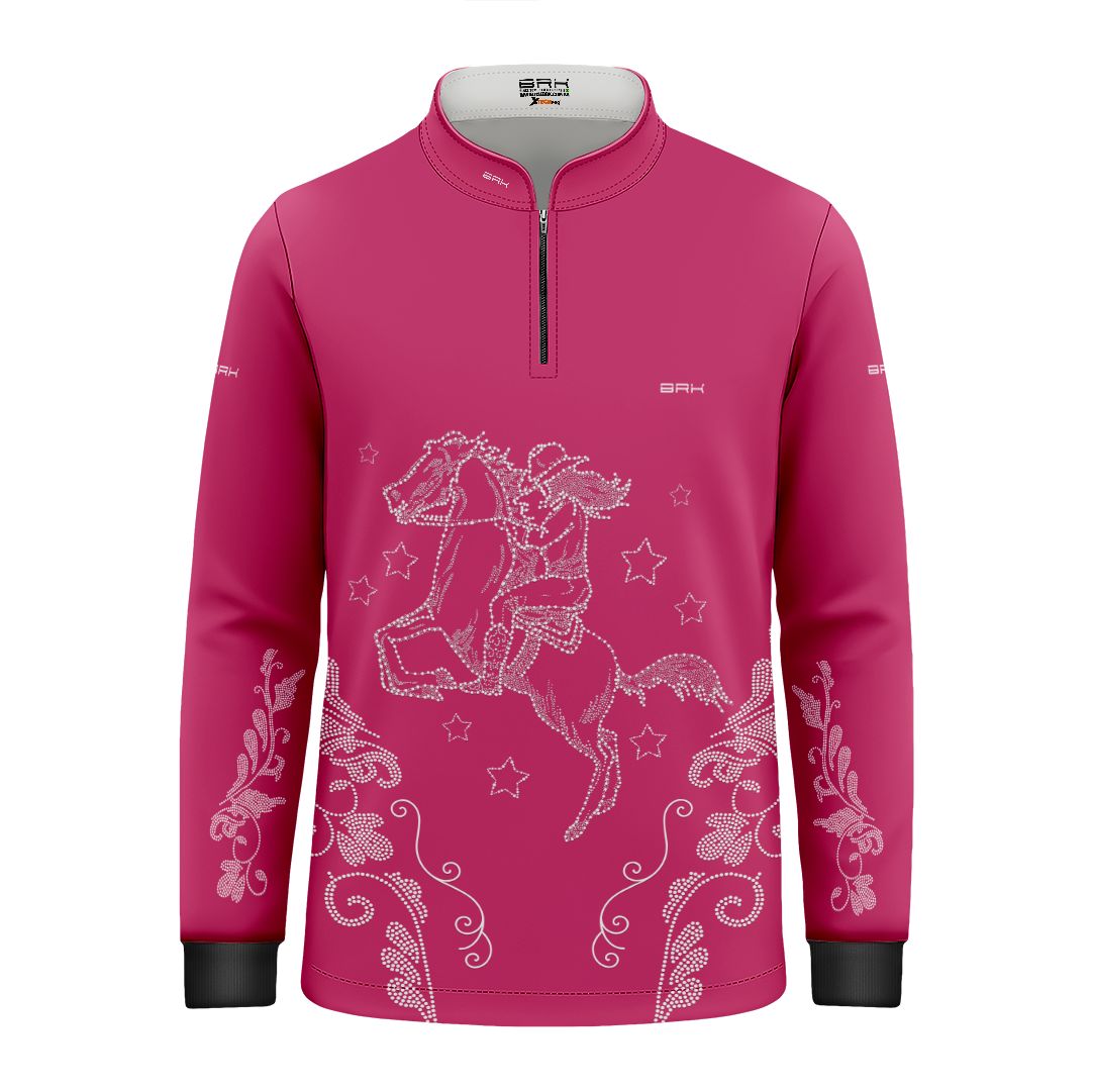 Camisa Agro Infantil BRK  Amazona Floral Strass Rosa com Proteção Solar UV50+ - Brk Agro