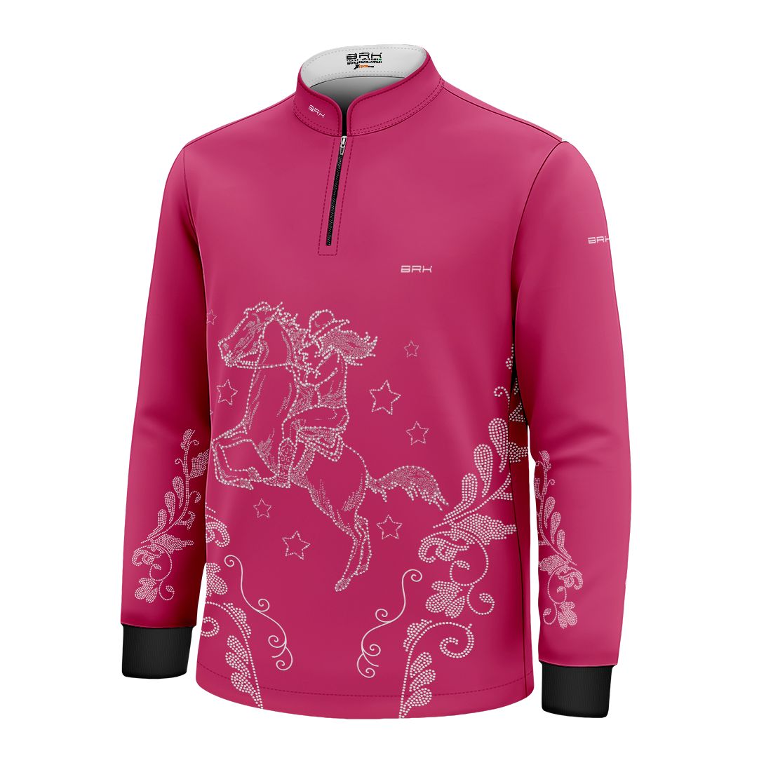 Camisa Agro Infantil BRK  Amazona Floral Strass Rosa com Proteção Solar UV50+ - Brk Agro