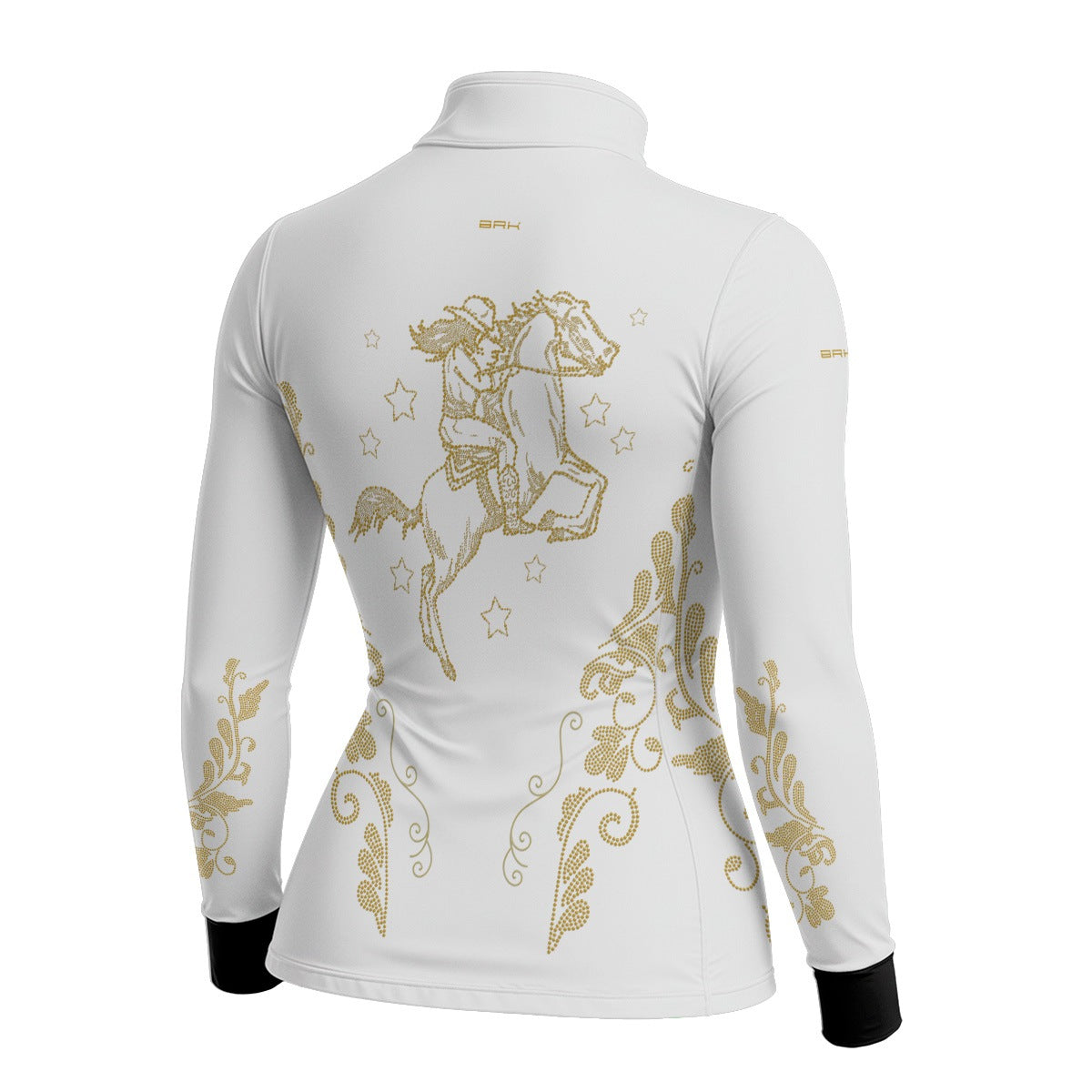 Camisa Agro Feminina BRK Amazona Floral Strass Branca e Dourado com Proteção Solar UV50+ - Brk Agro