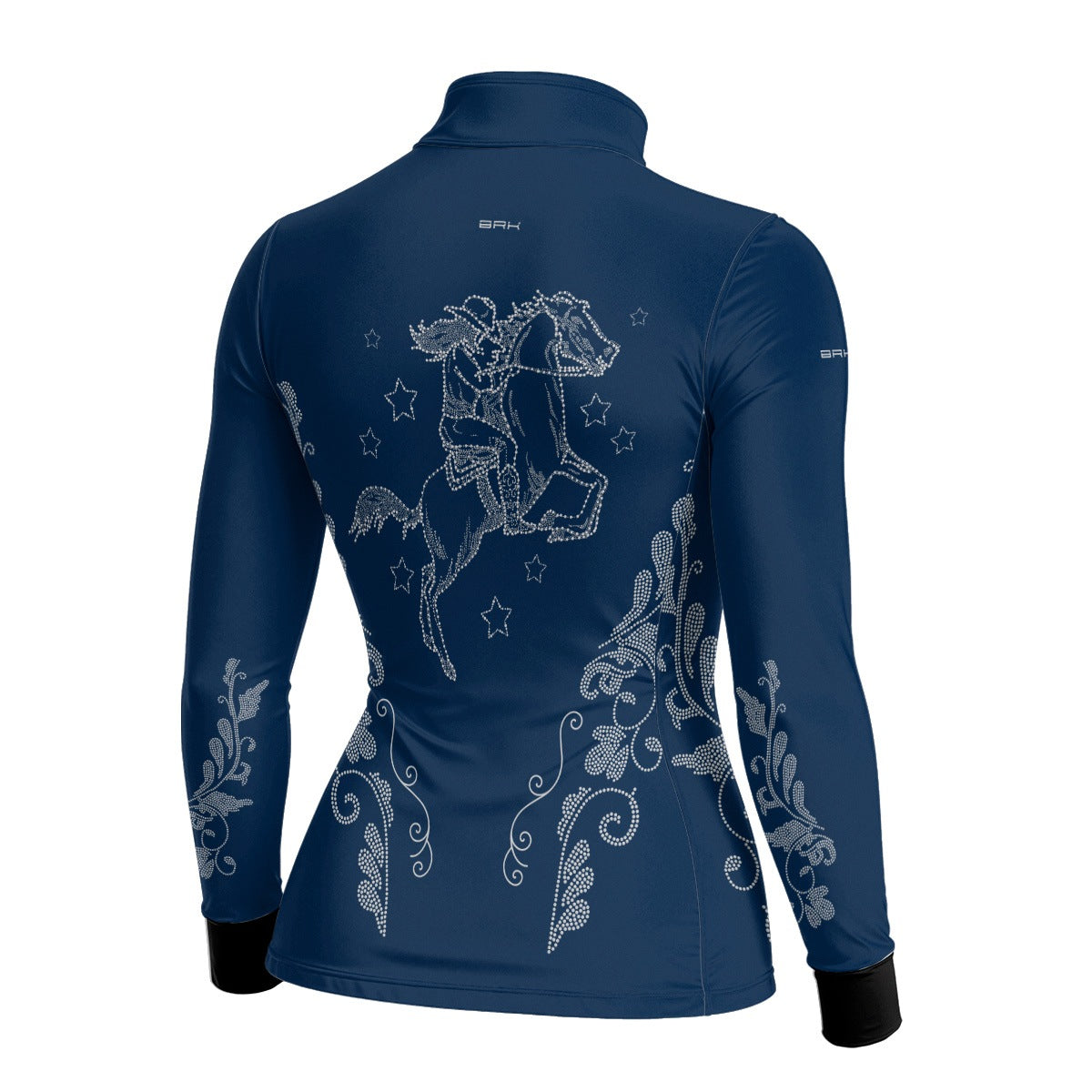 Camisa Agro Feminina BRK Amazona Floral Strass Azul Marinho com Proteção Solar UV50+ - Brk Agro