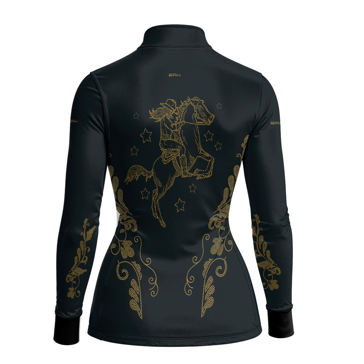 Camisa Agro Feminina BRK Amazona Floral Strass Preta com Proteção Solar UV50+ - Brk Agro