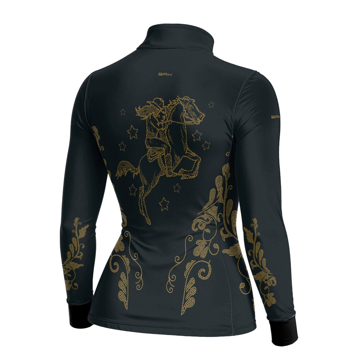Camisa Agro Feminina BRK Amazona Floral Strass Preta com Proteção Solar UV50+ - Brk Agro