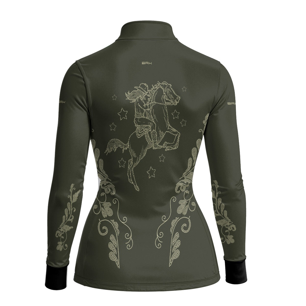 Camisa Agro Feminina BRK Amazona Floral Strass Oliva com Proteção Solar UV50+ - Brk Agro