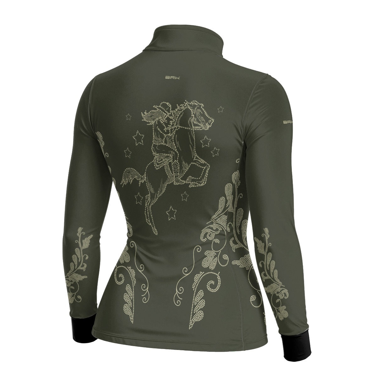 Camisa Agro Feminina BRK Amazona Floral Strass Oliva com Proteção Solar UV50+ - Brk Agro