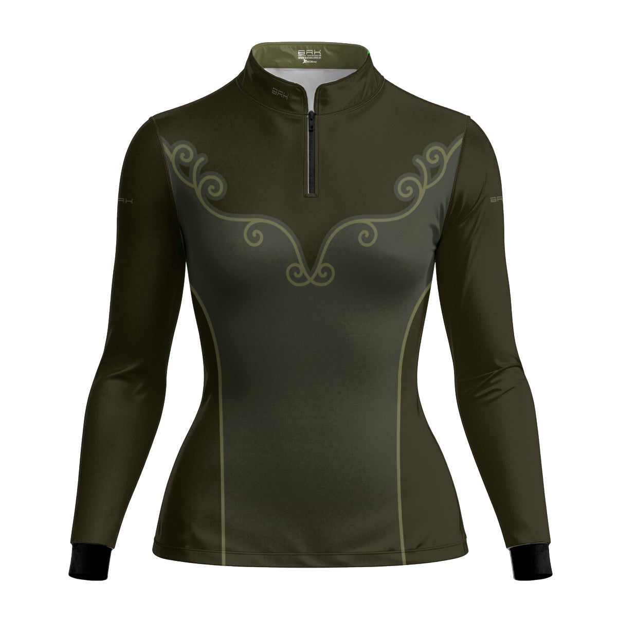 Camisa Agro Feminina BRK Corselet Floral Oliva com Proteção Solar UV50+ - Brk Agro