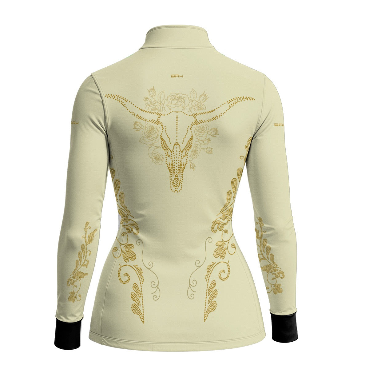 Camisa Agro Feminina BRK Longhorn Floral Strass Bege com Proteção Solar UV50+ - Brk Agro