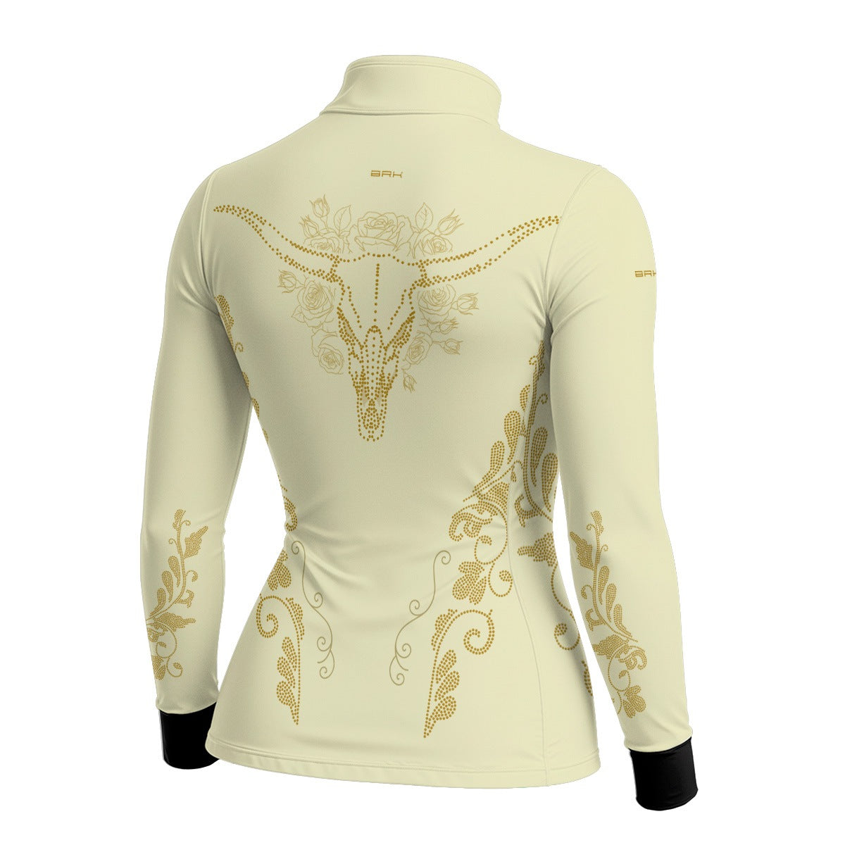 Camisa Agro Feminina BRK Longhorn Floral Strass Bege com Proteção Solar UV50+ - Brk Agro