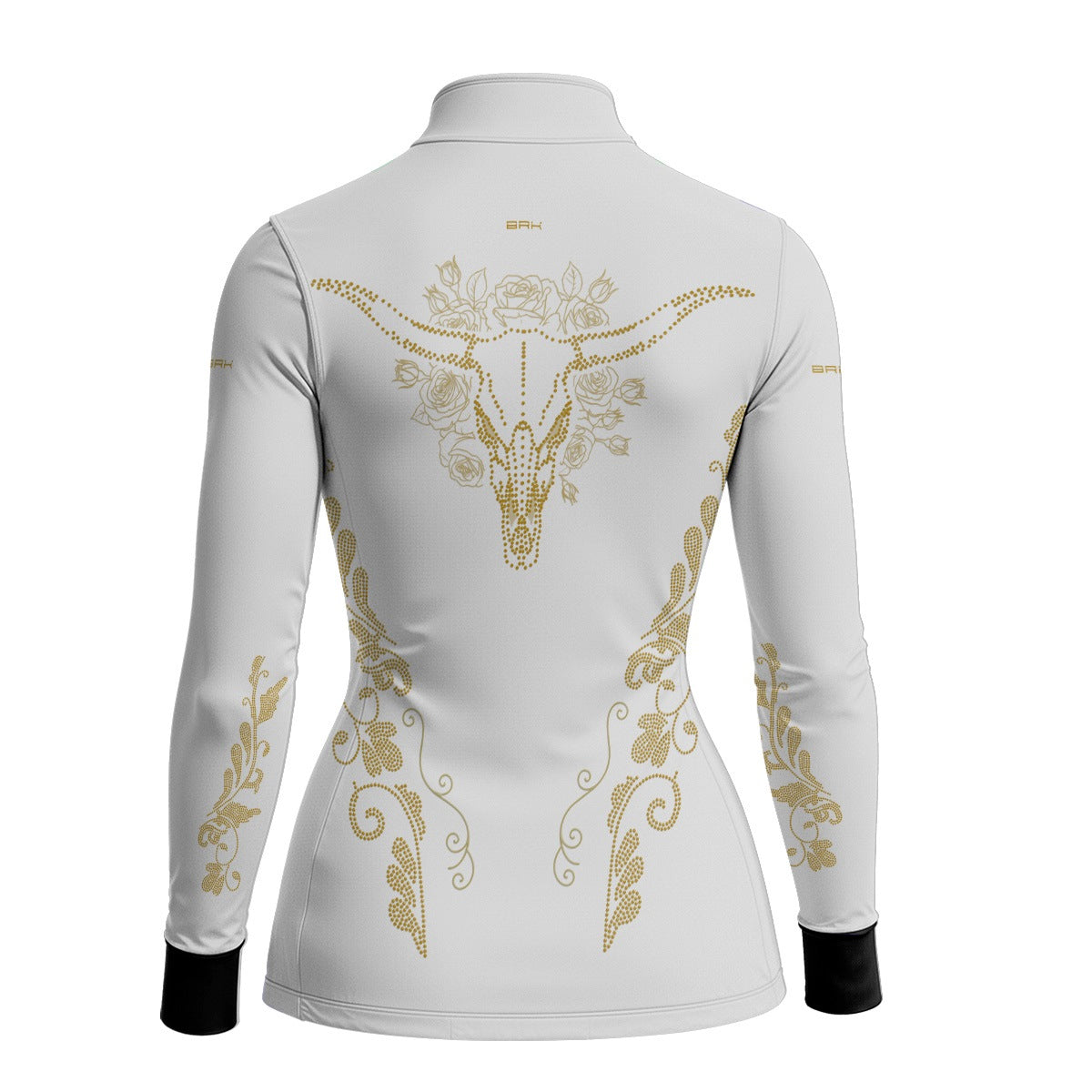 Camisa Agro Feminina BRK Longhorn Floral Strass Branca com Proteção Solar UV50+ - Brk Agro