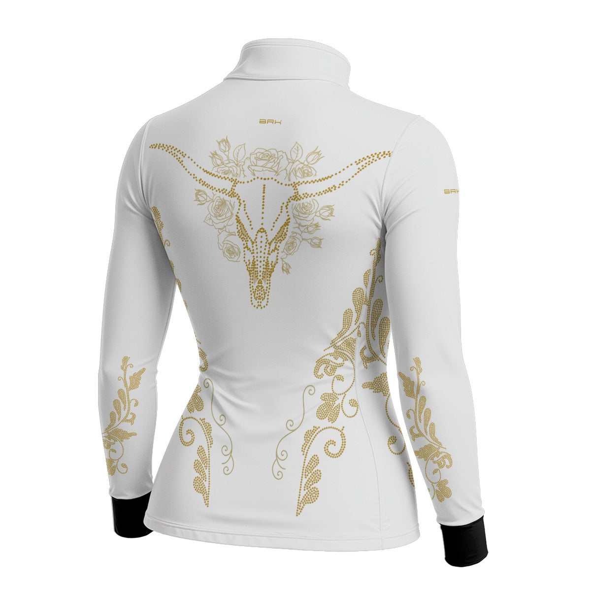 Camisa Agro Feminina BRK Longhorn Floral Strass Branca com Proteção Solar UV50+ - Brk Agro