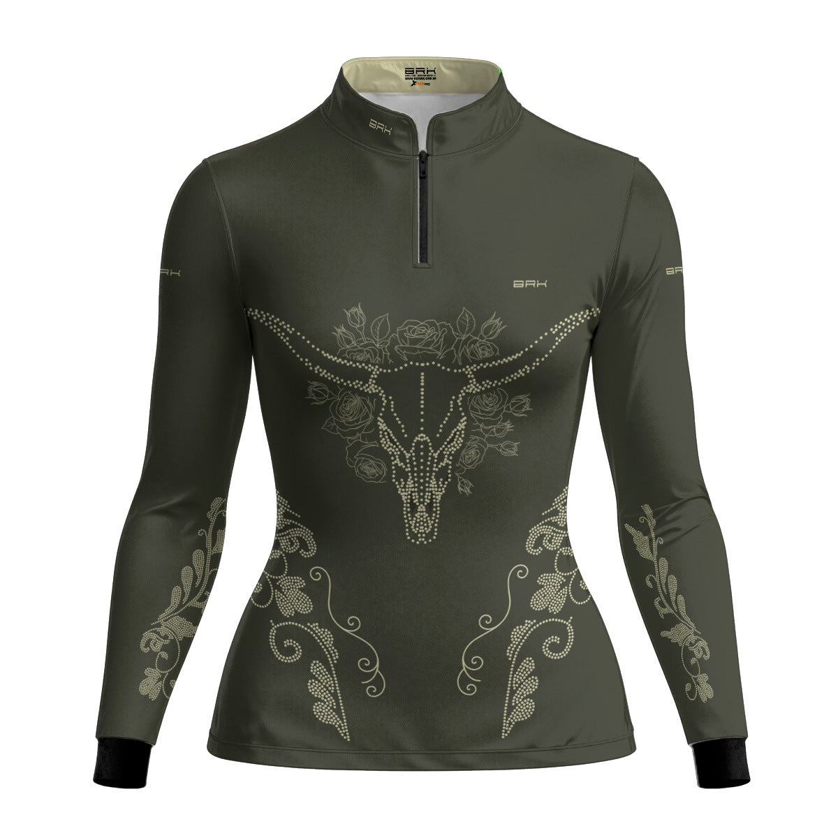 Camisa Agro Feminina BRK Longhorn Floral Oliva com Proteção Solar UV50+ - Brk Agro