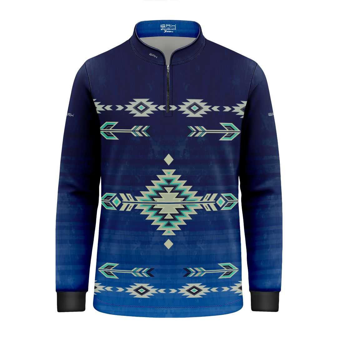 Camisa Agro Infantil BRK Native Ancestral Azul Marinho com Proteção Solar UV50+ - Brk Agro
