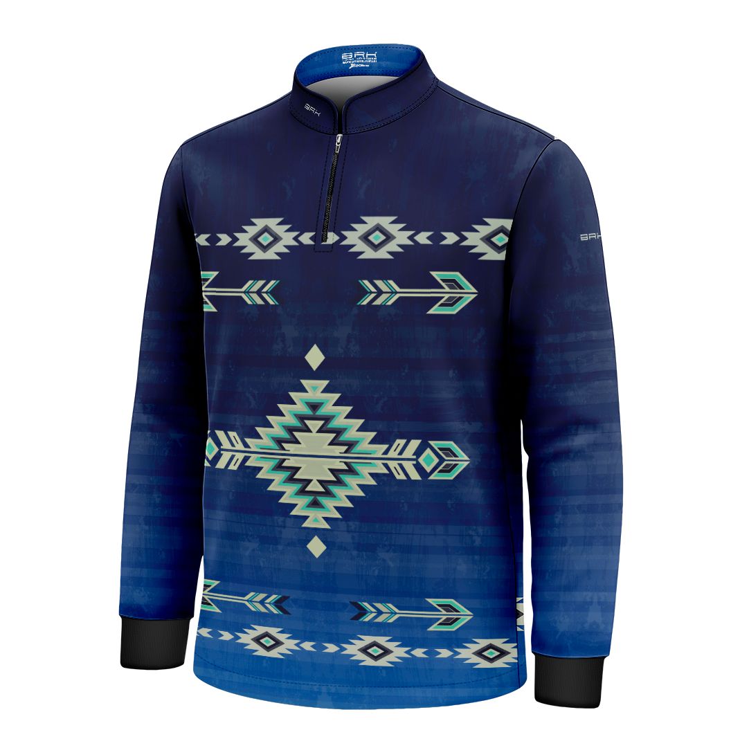 Camisa Agro Infantil BRK Native Ancestral Azul Marinho com Proteção Solar UV50+ - Brk Agro