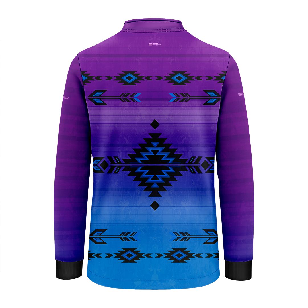 Camisa Agro Infantil BRK Native Ancestral Roxa com Proteção Solar UV50+ - Brk Agro