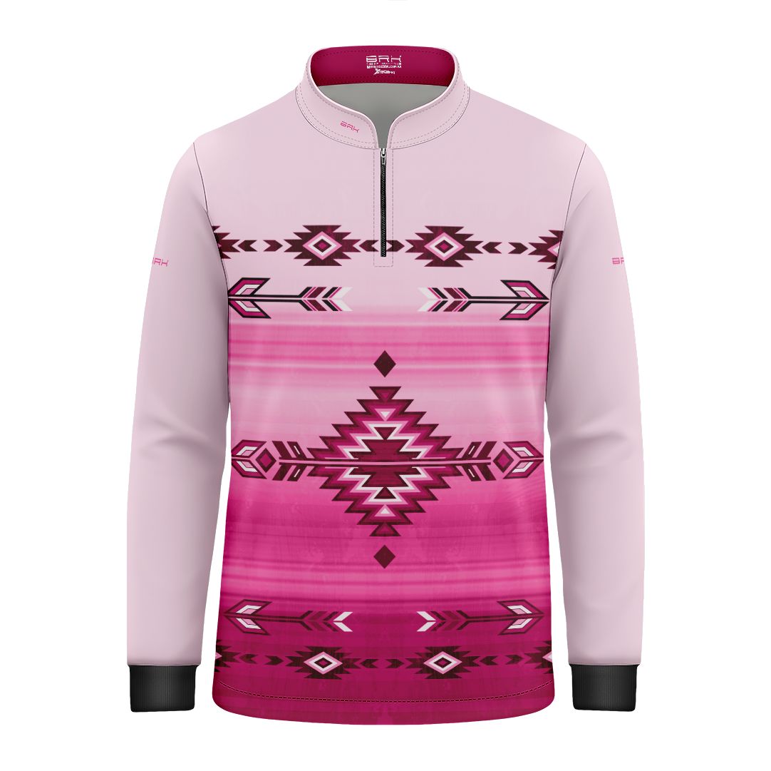 Camisa Agro Infantil BRK Native  Ancestral Rosa com Proteção Solar UV50+ - Brk Agro