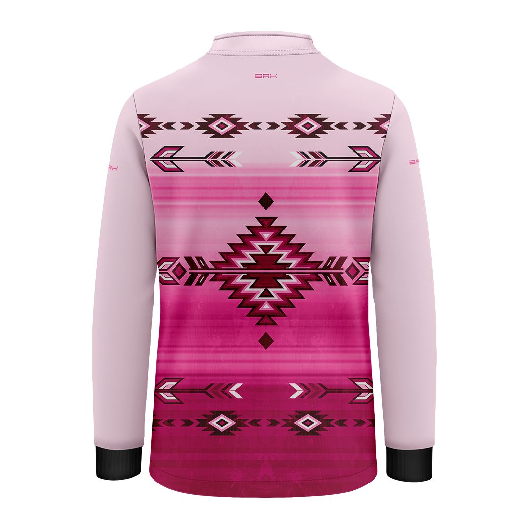 Camisa Agro Infantil BRK Native  Ancestral Rosa com Proteção Solar UV50+ - Brk Agro