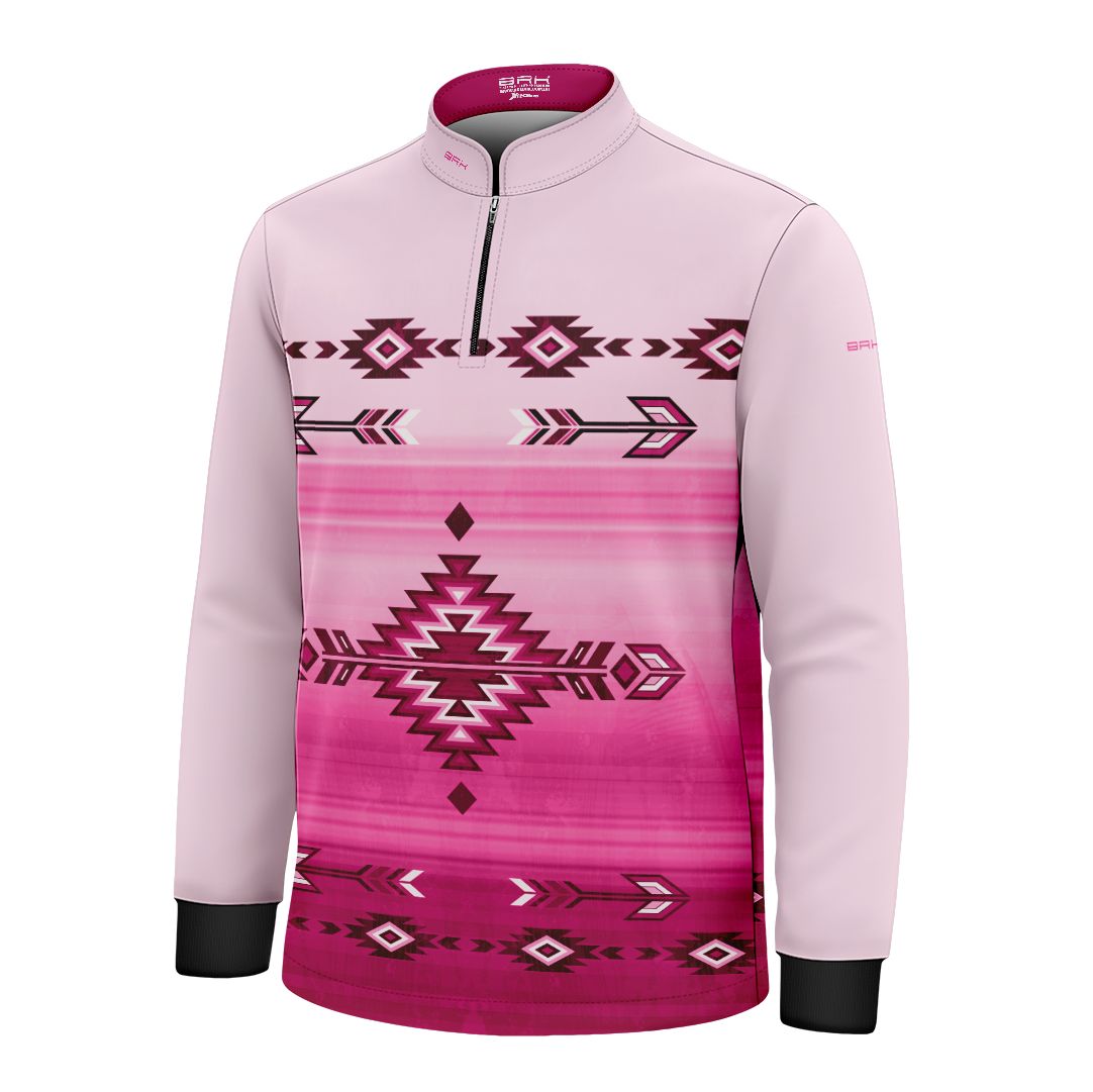 Camisa Agro Infantil BRK Native  Ancestral Rosa com Proteção Solar UV50+ - Brk Agro