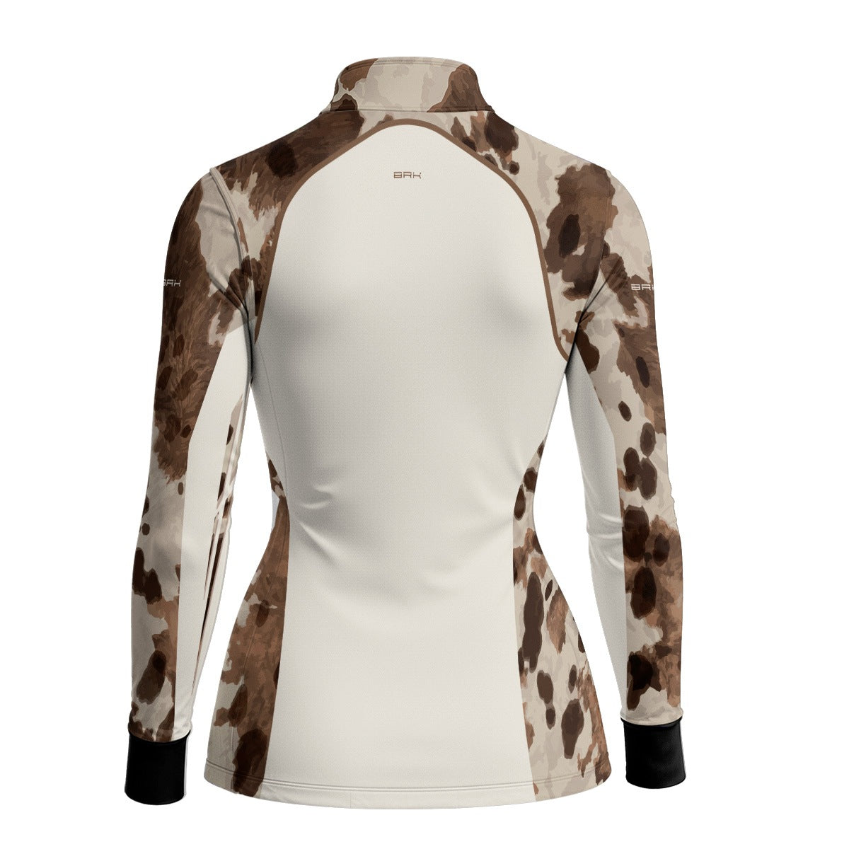Camisa Agro Feminina BRK Pecuária Cow Print Bege com Proteção Solar UV50+ - Brk Agro