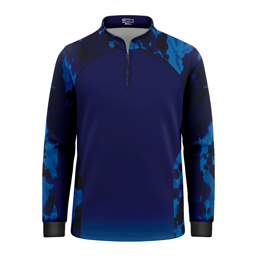 Camisa Agro Infantil BRK Pecuária Cow Print Azul com Proteção Solar UV50+ - Brk Agro