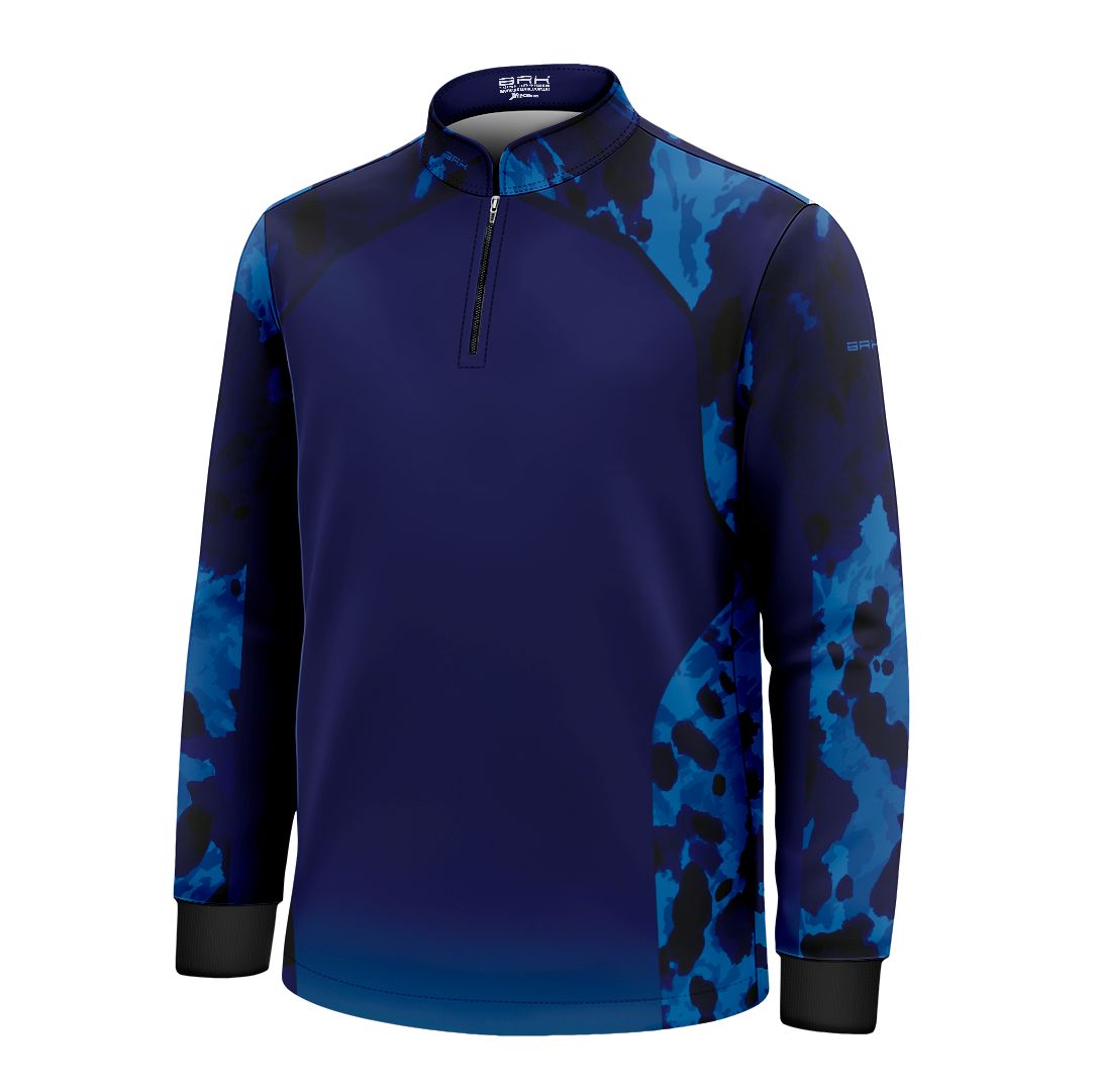 Camisa Agro Infantil BRK Pecuária Cow Print Azul com Proteção Solar UV50+ - Brk Agro