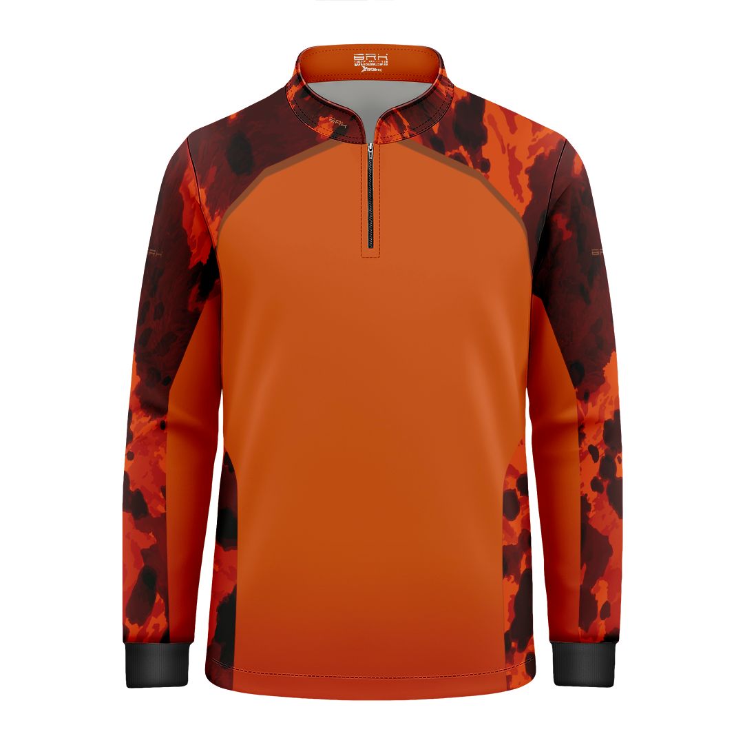 Camisa Agro Infantil BRK Pecuária Orange Print com Proteção Solar UV50+ - Brk Agro