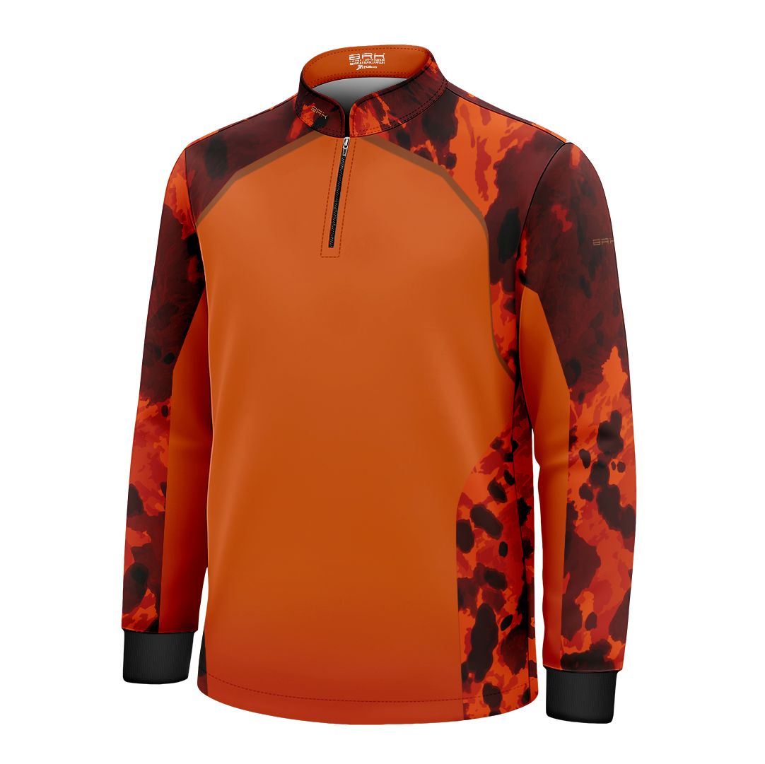Camisa Agro Infantil BRK Pecuária Orange Print com Proteção Solar UV50+ - Brk Agro