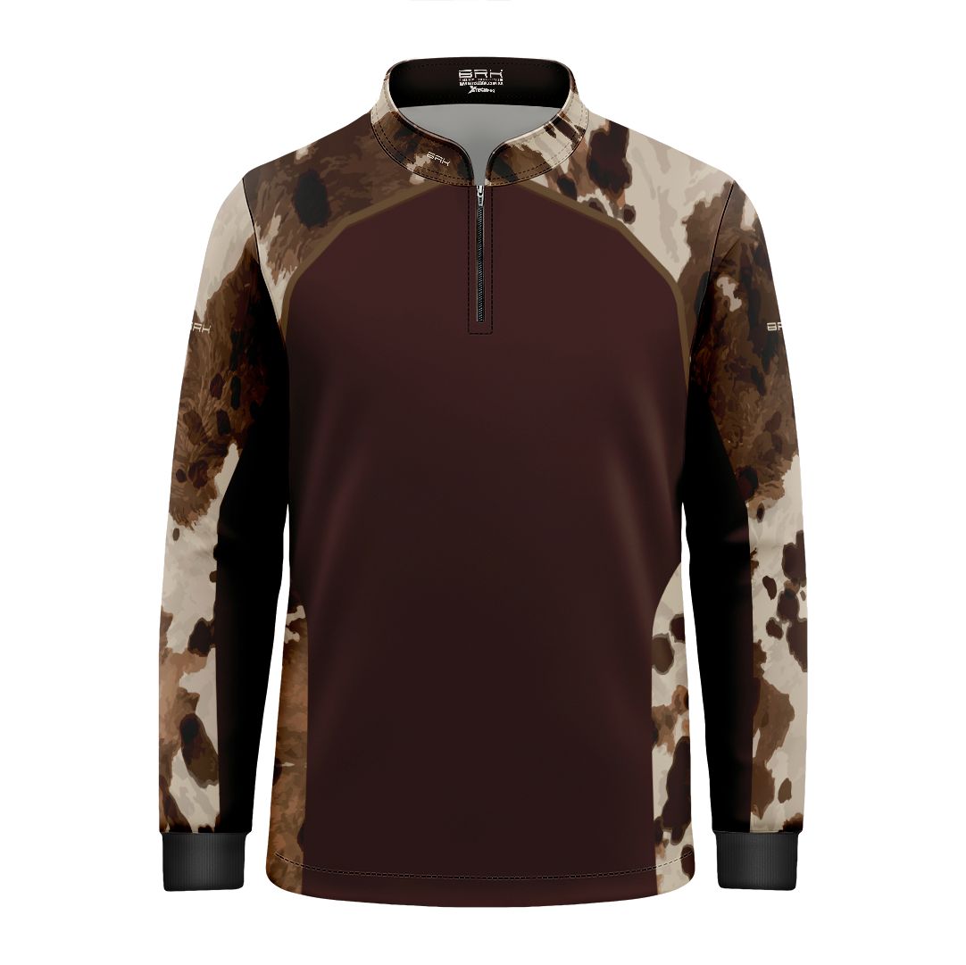 Camisa Agro Infantil BRK Pecuária Brown Print com Proteção Solar UV50+ - Brk Agro