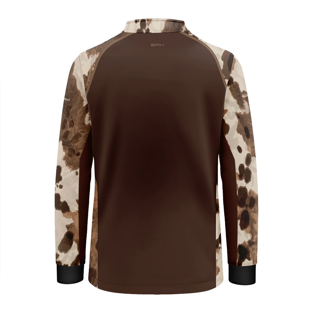 Camisa Agro Infantil BRK Pecuária Brown Print com Proteção Solar UV50+ - Brk Agro