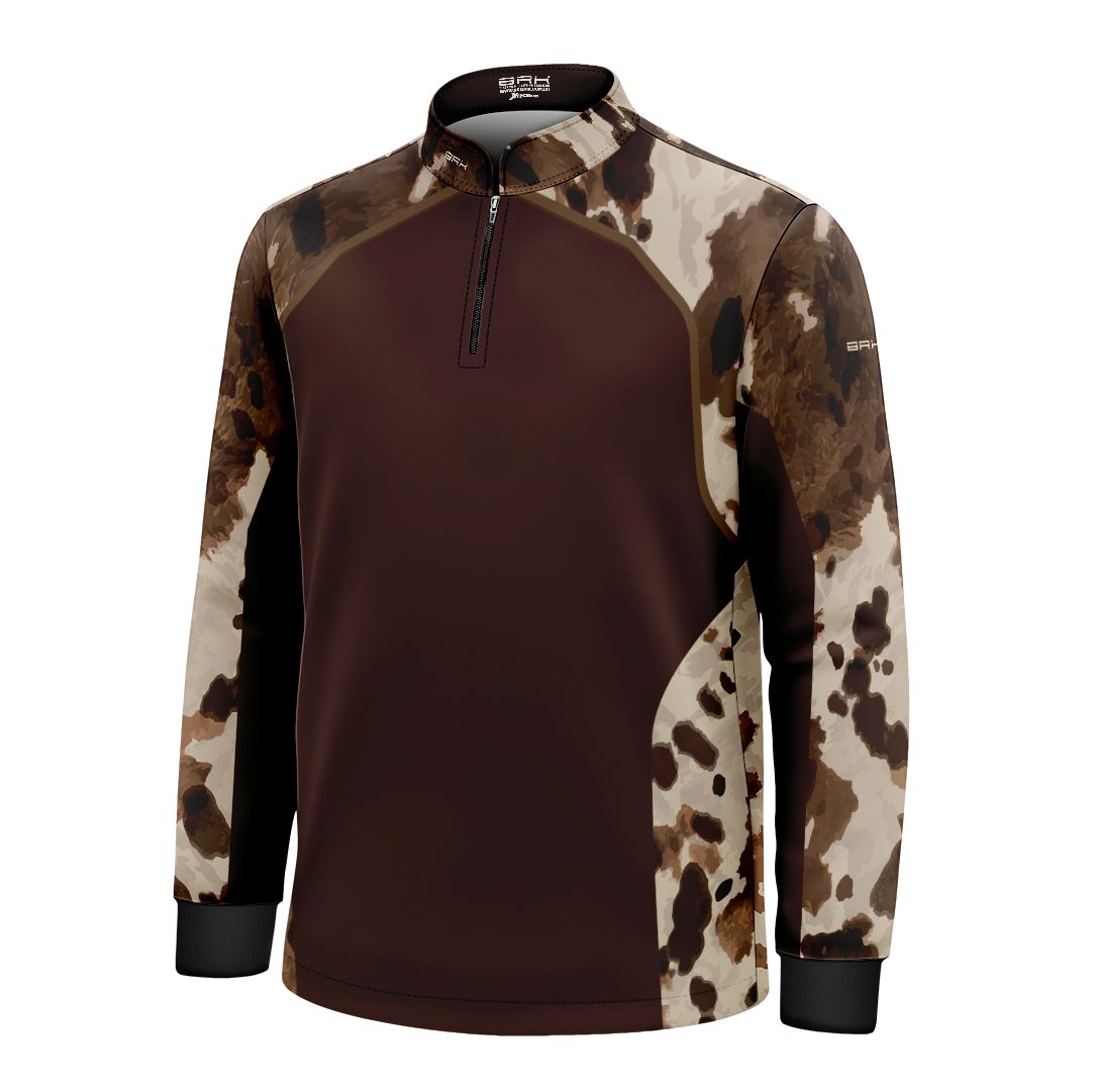 Camisa Agro Infantil BRK Pecuária Brown Print com Proteção Solar UV50+ - Brk Agro