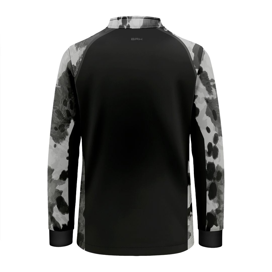 Camisa Agro Infantil BRK Pecuária Cow Print Preta com Proteção Solar UV50+ - Brk Agro