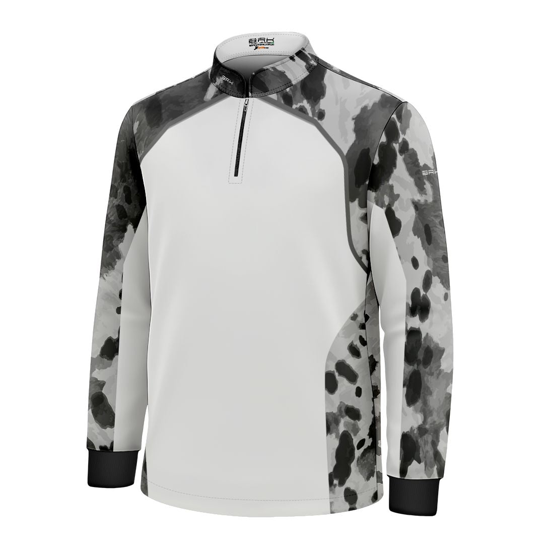 Camisa Agro Infantil BRK Pecuária Cow Print Cinza com Proteção Solar UV50+ - Brk Agro