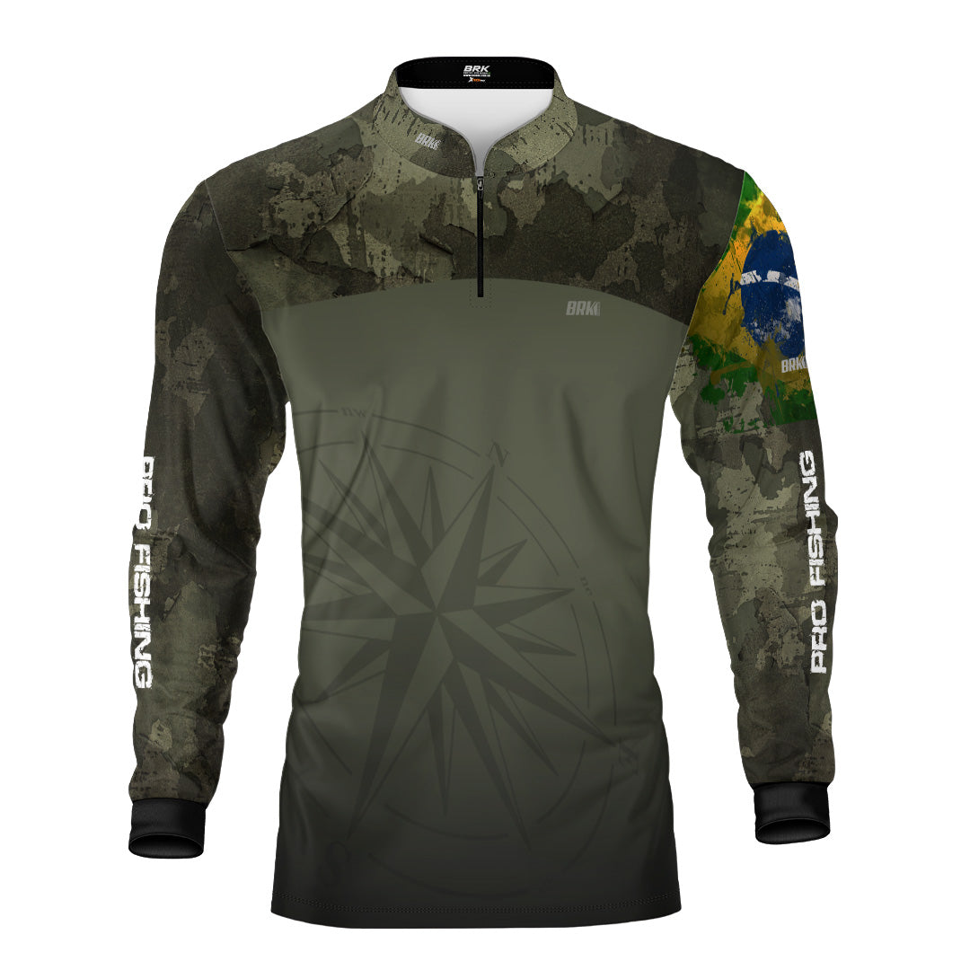 Camisa Agro Brk Bussola Brasil Camuflada com Proteção Solar UV50+ - Brk Agro