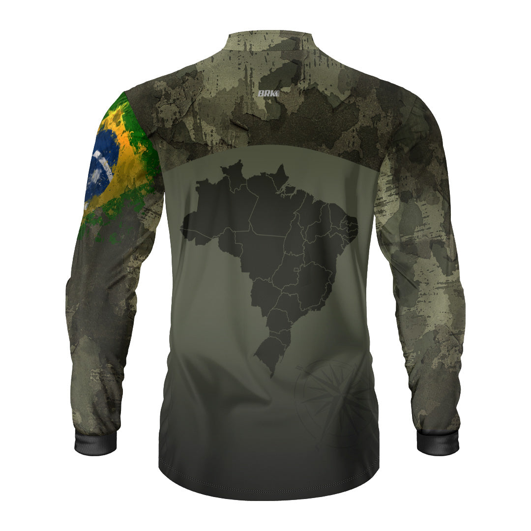 Camisa Agro Brk Bussola Brasil Camuflada com Proteção Solar UV50+ - Brk Agro