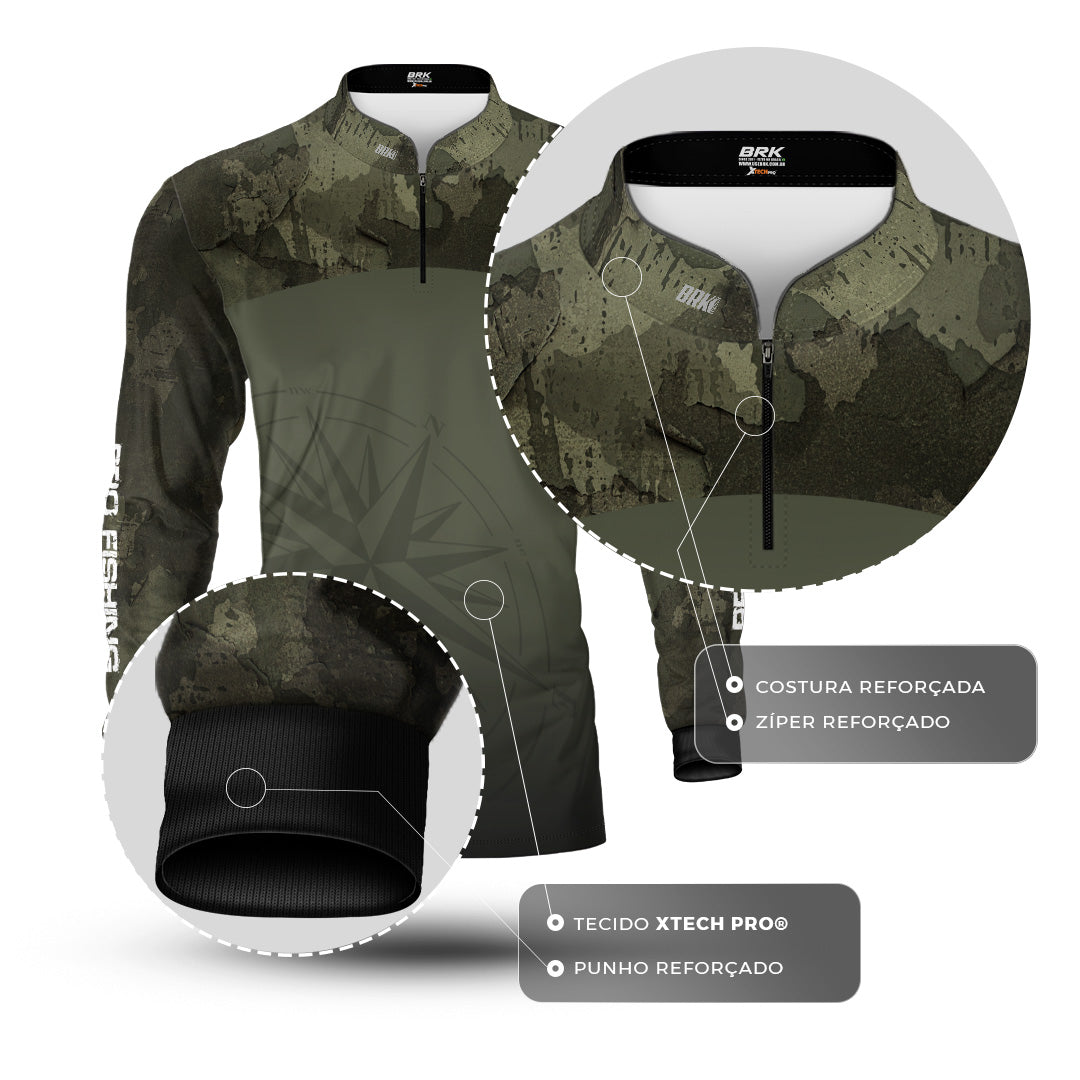 Camisa Agro Brk Bussola Brasil Camuflada com Proteção Solar UV50+ - Brk Agro