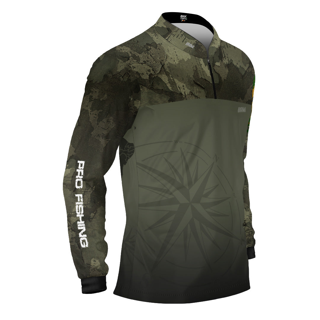 Camisa Agro Brk Bussola Brasil Camuflada com Proteção Solar UV50+ - Brk Agro