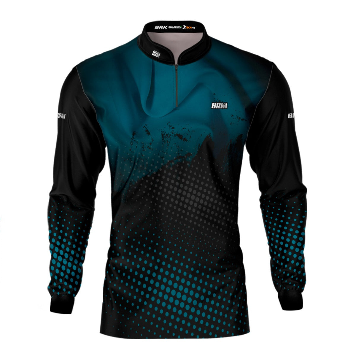 Camisa de Pesca Brk Azul e Preta com Proteção Solar UV50+ - Brk Agro