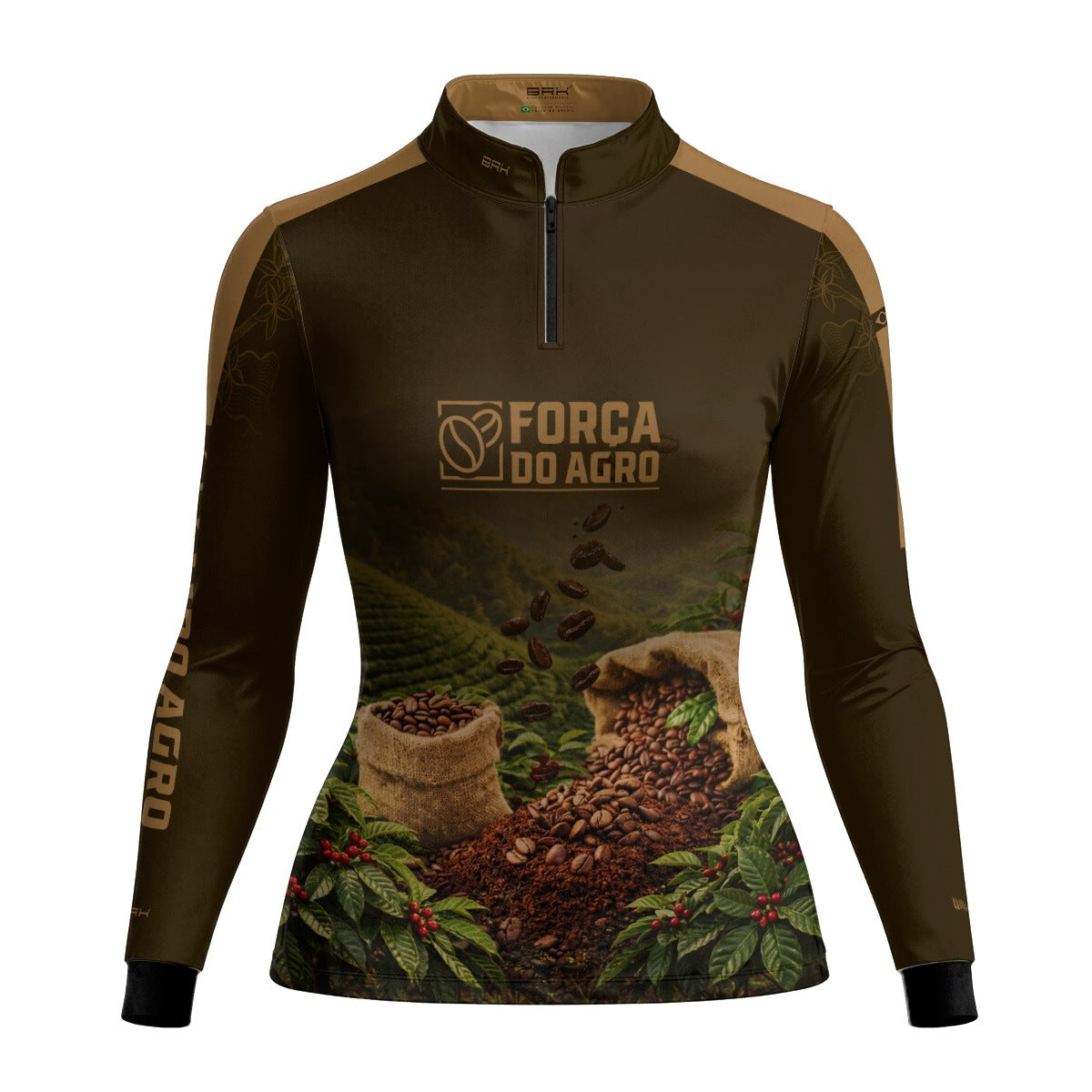 Camisa Agro Feminina Brk Força do Agro Café com Proteção UV50+ Marrom - Brk Agro