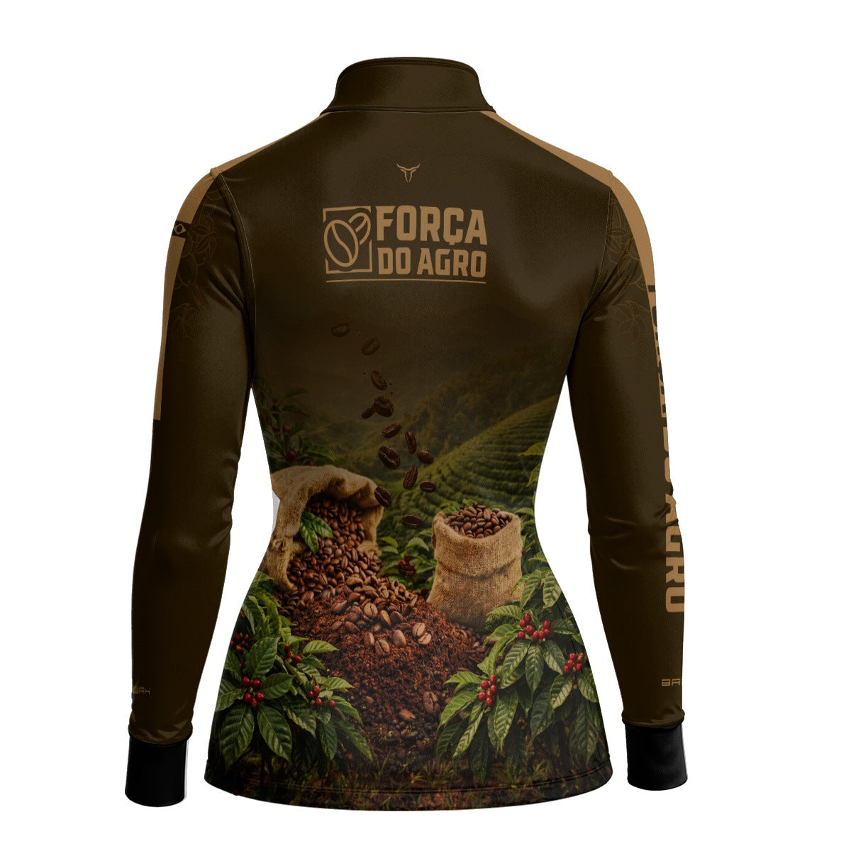 Camisa Agro Feminina Brk Força do Agro Café com Proteção UV50+ Marrom - Brk Agro