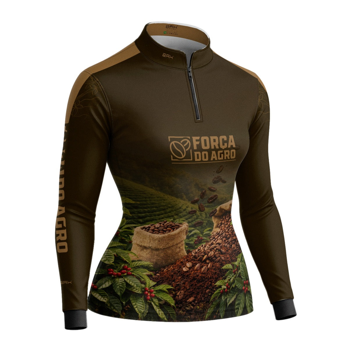 Camisa Agro Feminina Brk Força do Agro Café com Proteção UV50+ Marrom - Brk Agro