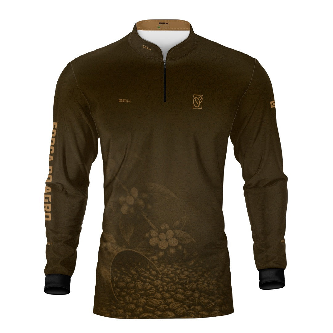 Camisa Agro Brk Força do Agro Grãos de Café com Proteção UV50+ Marrom - Brk Agro