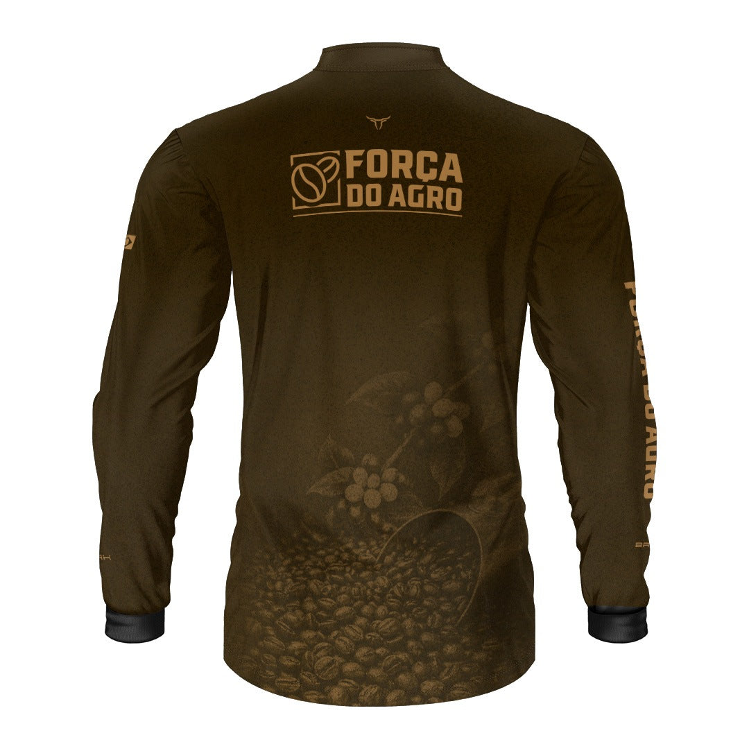 Camisa Agro Brk Força do Agro Grãos de Café com Proteção UV50+ Marrom - Brk Agro