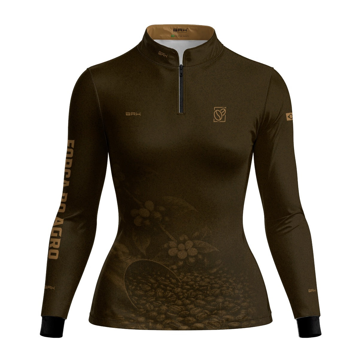 Camisa Agro Feminina Brk Força do Agro Grãos de Café com Proteção UV50+ Marrom - Brk Agro