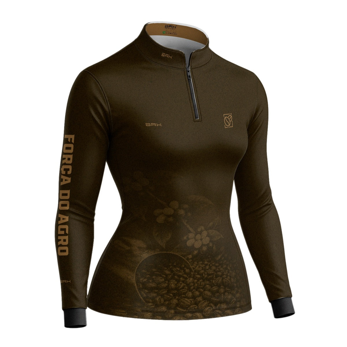 Camisa Agro Feminina Brk Força do Agro Grãos de Café com Proteção UV50+ Marrom - Brk Agro