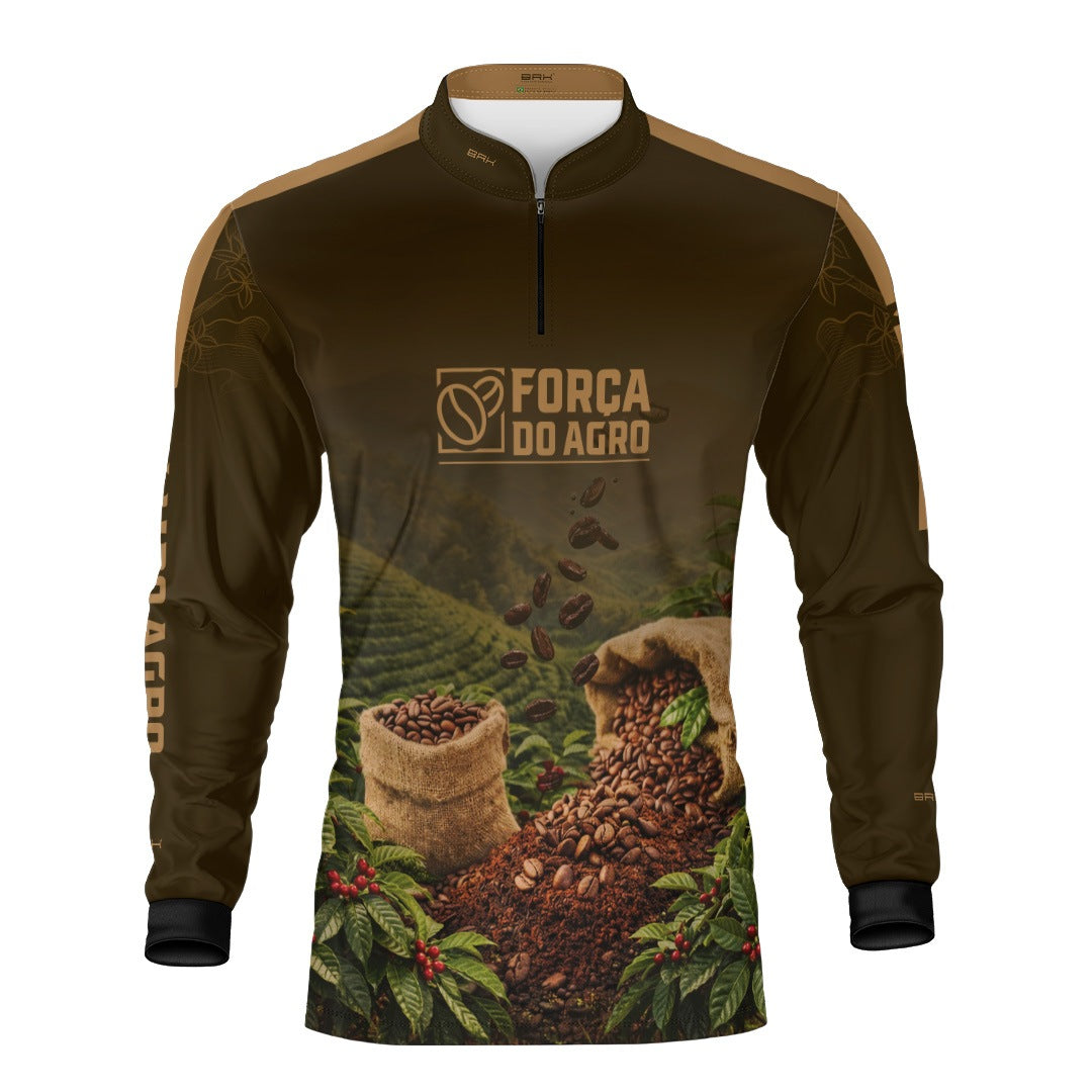 Camisa Agro Brk Força do Agro Café com Proteção UV50+ Marrom - Brk Agro