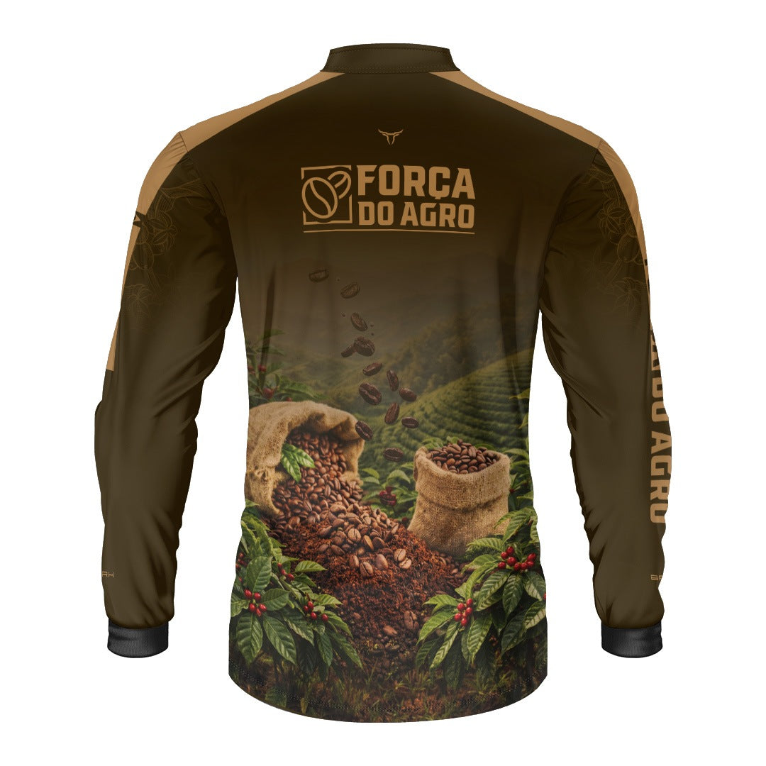 Camisa Agro Brk Força do Agro Café com Proteção UV50+ Marrom - Brk Agro