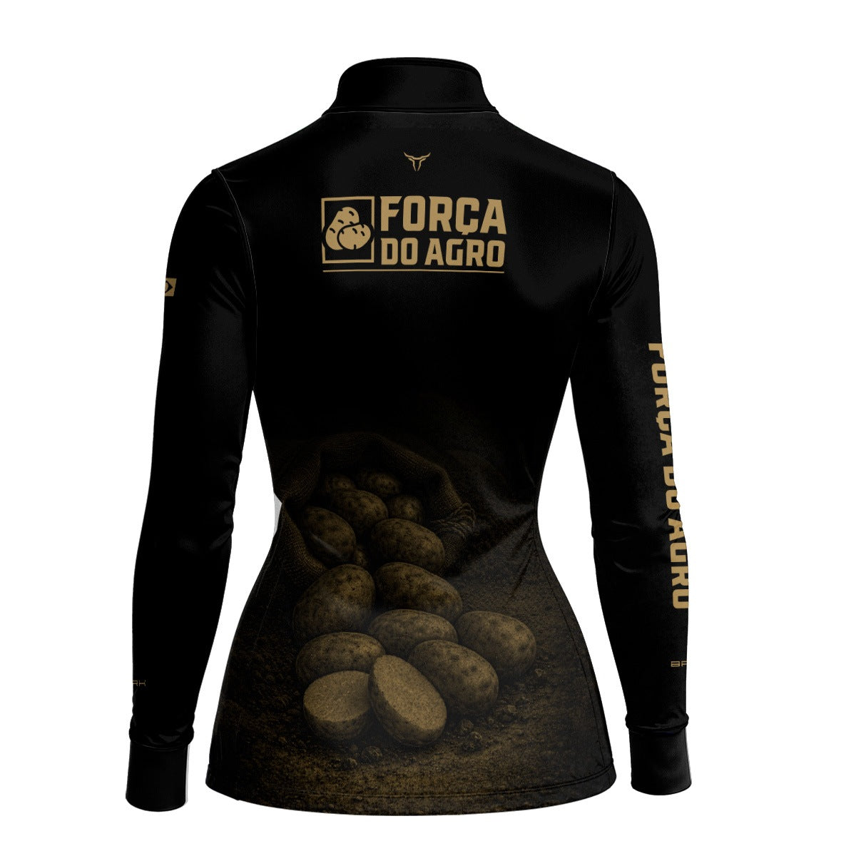 Camisa Agro Feminina BRK Força do Agro Produção Agrícola Batatas com Proteção UV50+ Preto - Brk Agro