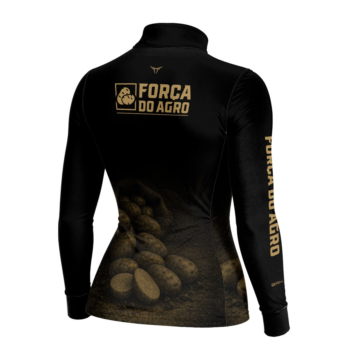 Camisa Agro Feminina BRK Força do Agro Produção Agrícola Batatas com Proteção UV50+ Preto - Brk Agro