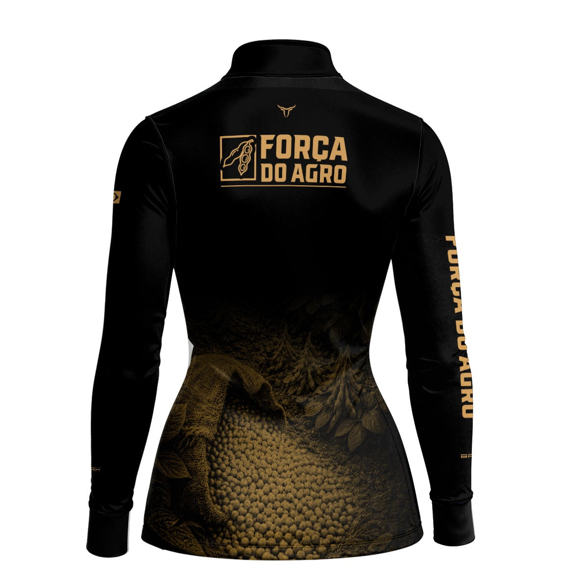 Camisa Agro Feminina BRK Força do Agro Grãos de Soja com Proteção UV50+ Preto - Brk Agro